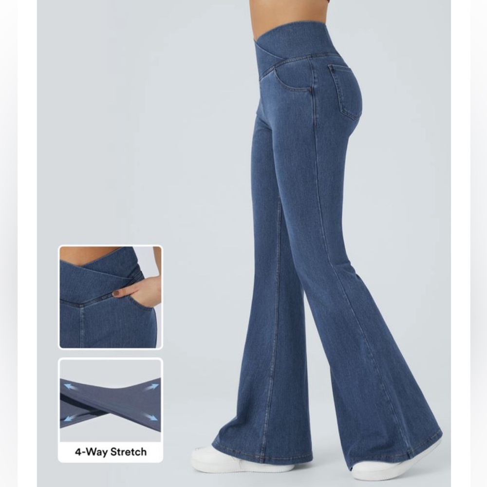 HALARA Indigo Blue High-Waist Flare Jeans